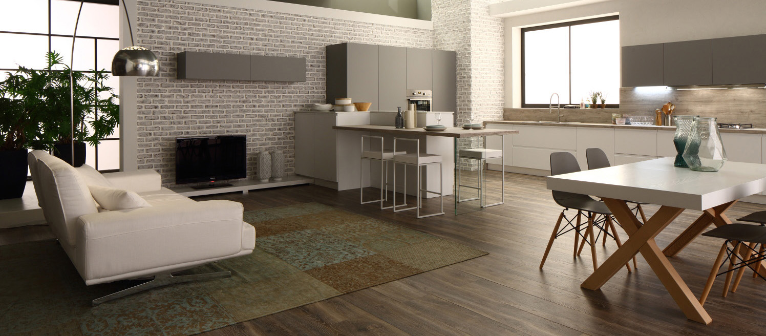 Progetto cucina e living arrex su due pareti con penisola ...